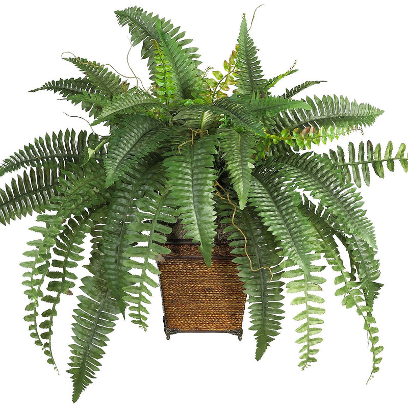 Nearly Natural Boston Fern Plant in Pot (6549)