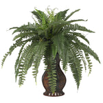 Nearly Natural 6629 Boston Fern Floor Plant in Decorative Vase