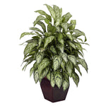 Nearly Natural 6693 Silver Queen Plant in Planter
