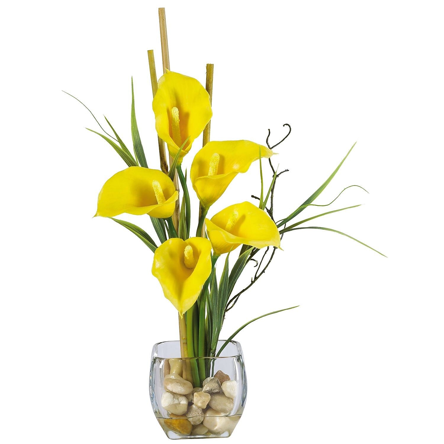 Nearly Natural 1118-YL Calla Lilly Floral Arrangements, Yellow