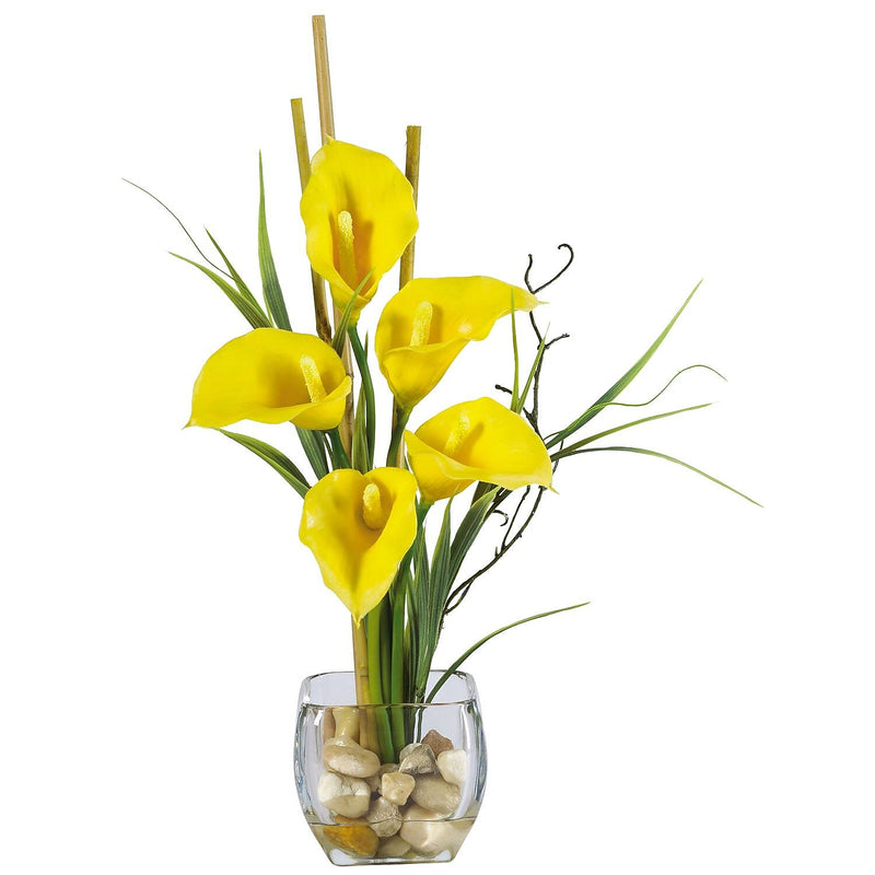 Nearly Natural 1118-YL Calla Lilly Floral Arrangements, Yellow