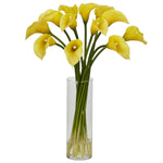 Nearly Natural 1187-YL Mini Calla Lily Arrangements, Yellow