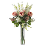 Nearly Natural 1220-PK Rose Delphinium and Lilac Floral Arrangements, Pink