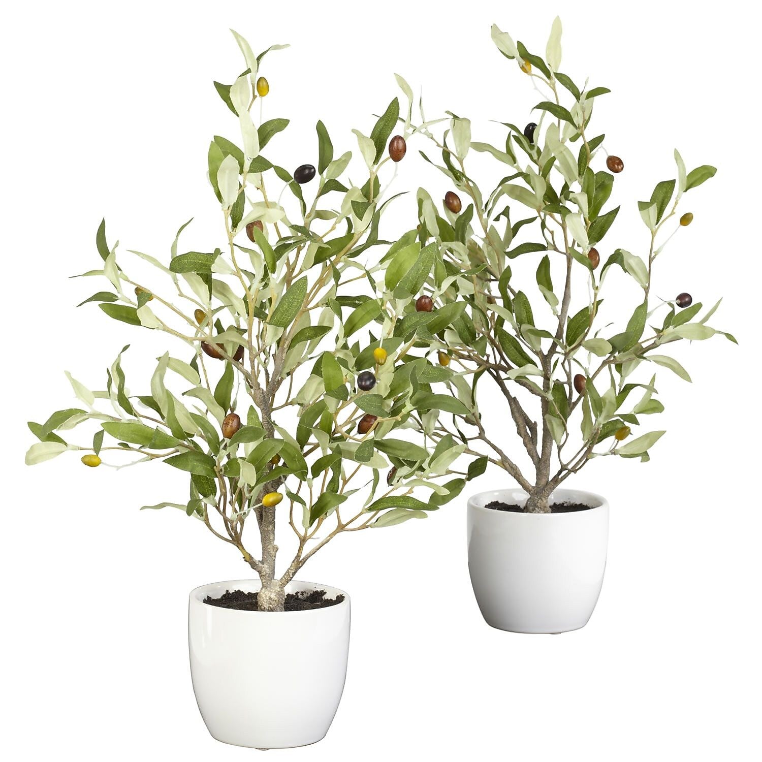 Nearly Natural 4774 18" Set of 2 Olive Silk Tree in Pot