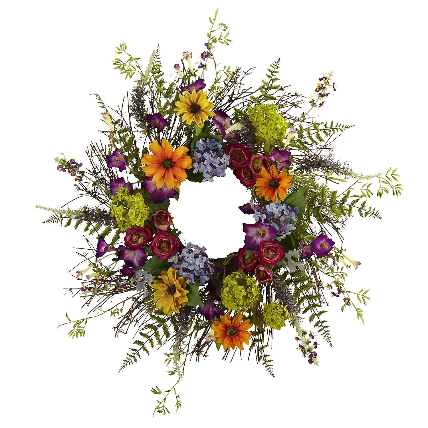 Nearly Natural 4821 24" Spring Garden Wreath, Assorted