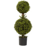 Nearly Natural 5920 35" Double Boxwood Topiary Plant in Pot
