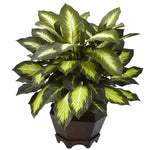 Nearly Natural 6720 Triple Dieffenbachia Desk Top Plant in Decorative Vase