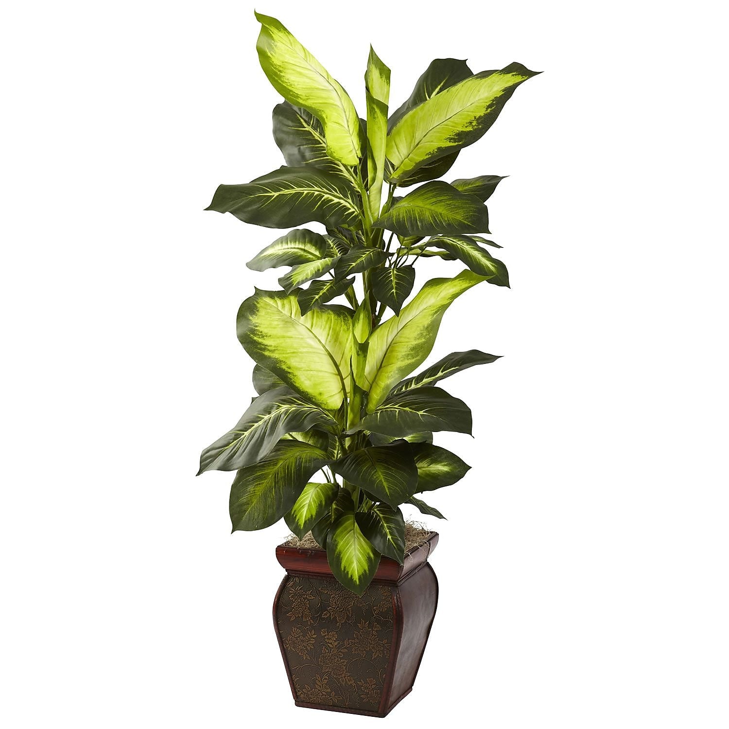 Nearly Natural 6731 Golden Dieffenbachia Plant in Planter
