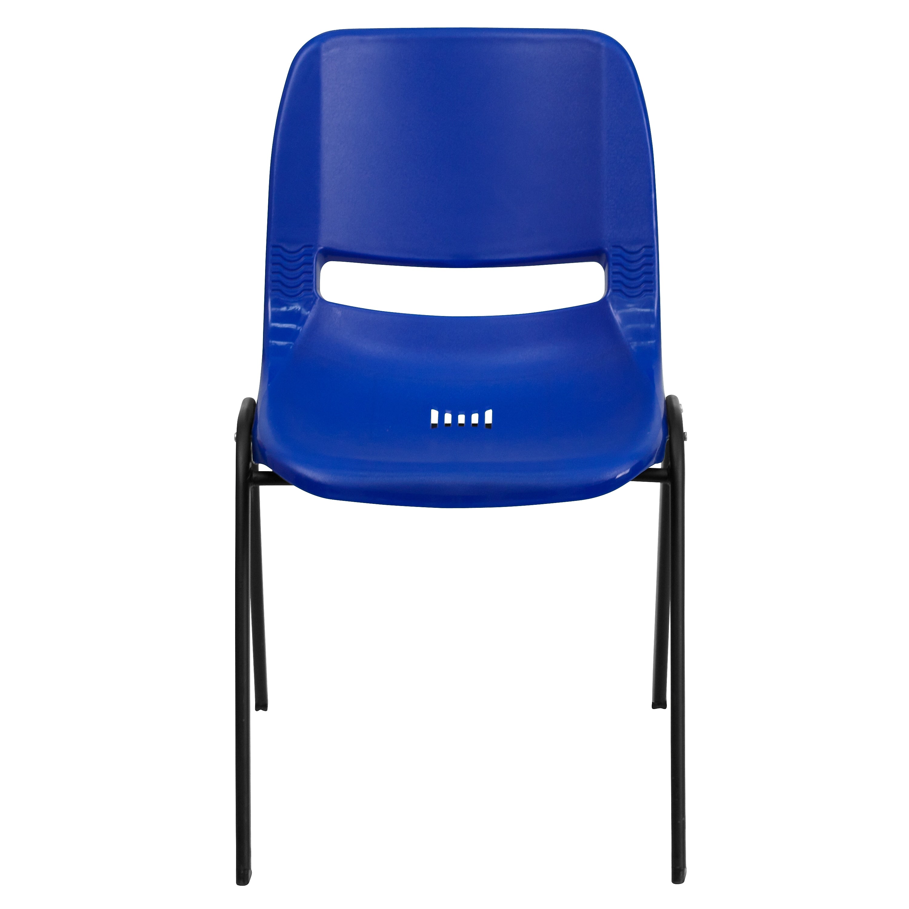 Flash Furniture Hercules Shell Ergonomic Stack Chair With Black Frame and 14" Seat, Navy, 15/Pack