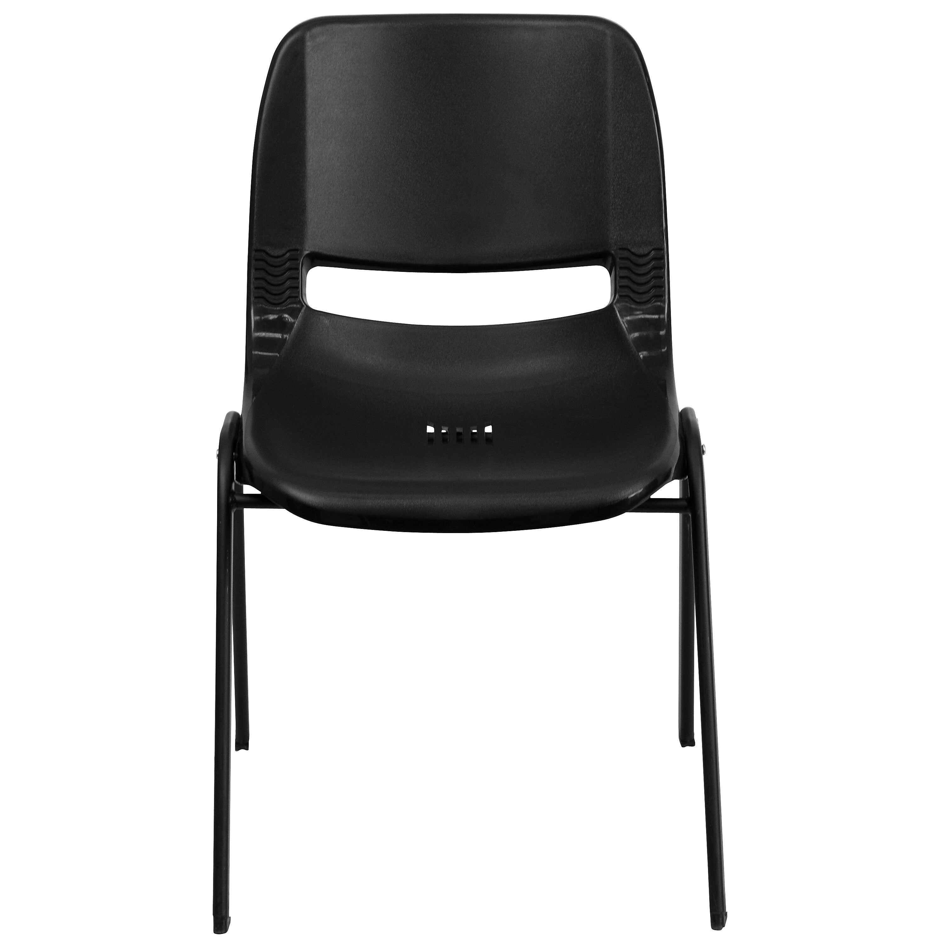 Flash Furniture Hercules Shell Ergonomic Stack Chair With Black Frame and 14" Seat, Black, 15/Pack