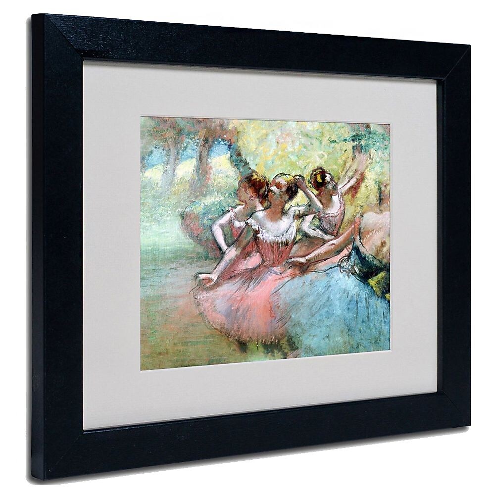 Trademark Fine Art Edgar Degas 'Four Ballerinas on the Stage' Matted Art Black Frame 11 x 14 Inches
