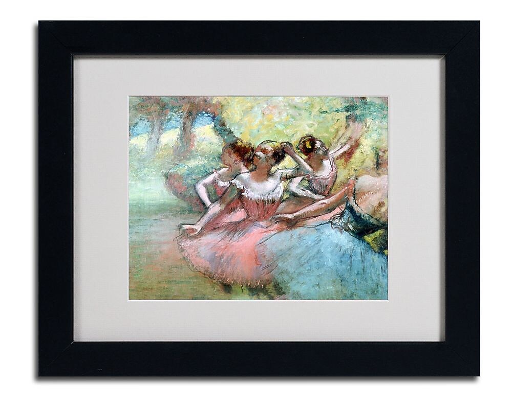 Trademark Fine Art Edgar Degas 'Four Ballerinas on the Stage' Matted Art Black Frame 16 x 20 Inches
