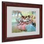 Edgar Degas 'Four Ballerinas on the Stage' Matted Framed Art - 11 x 14 Inches - Wood Frame
