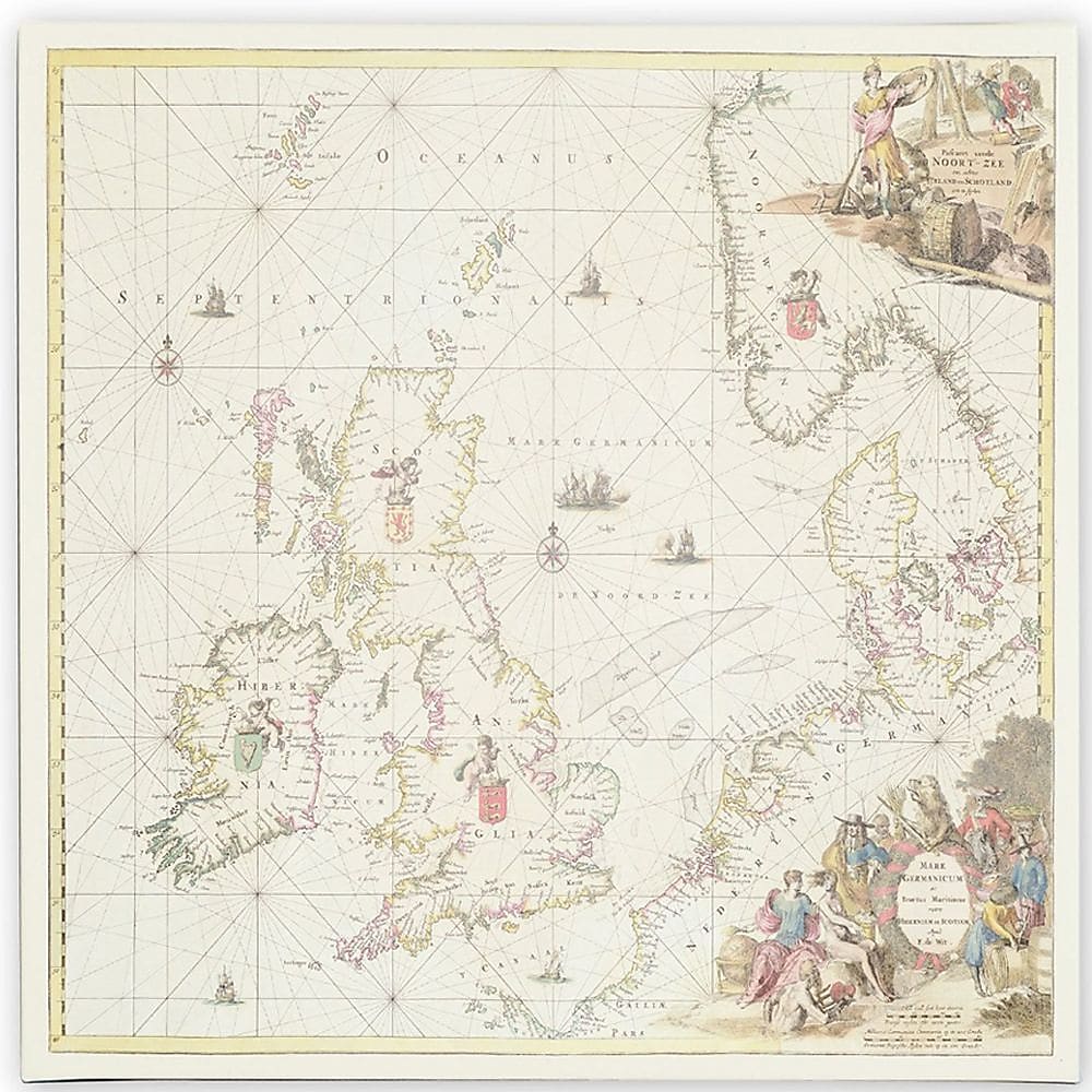 Trademark Fine Art Fredrick de Wit 'Map of the North Sea, 1675' Canvas Art 18 x 18 Inches
