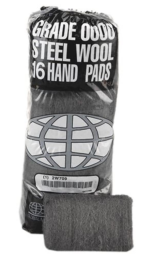 Global Material Medium Fine #0 Steel Wool Hand Pad, Gray