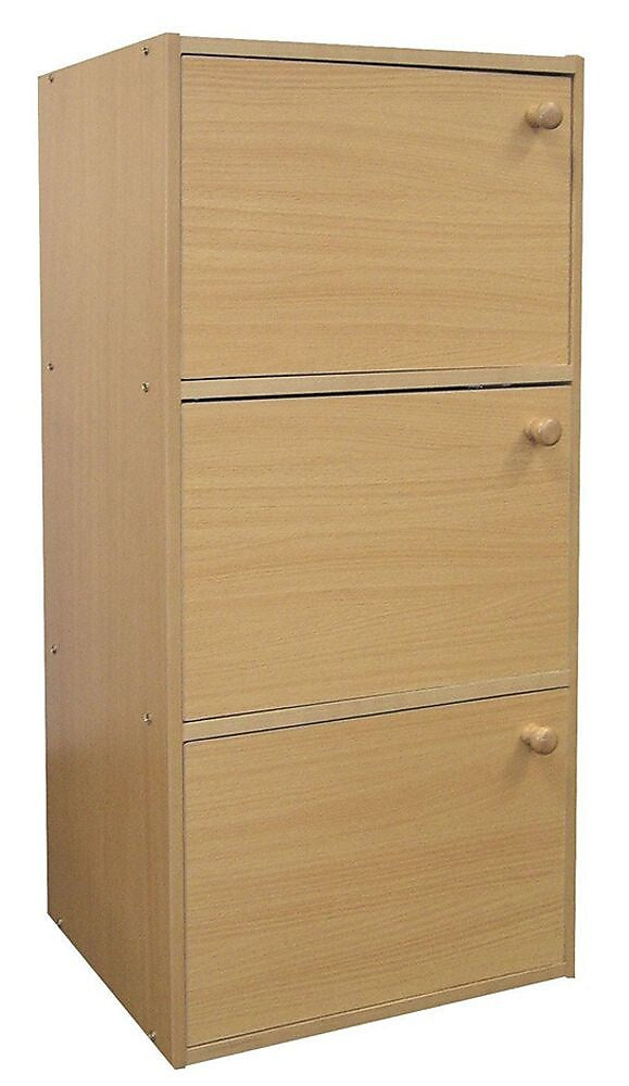 Ore International® Home Decorators Collection 3-Level Rubberwood Bookshelf with Doors, Natural