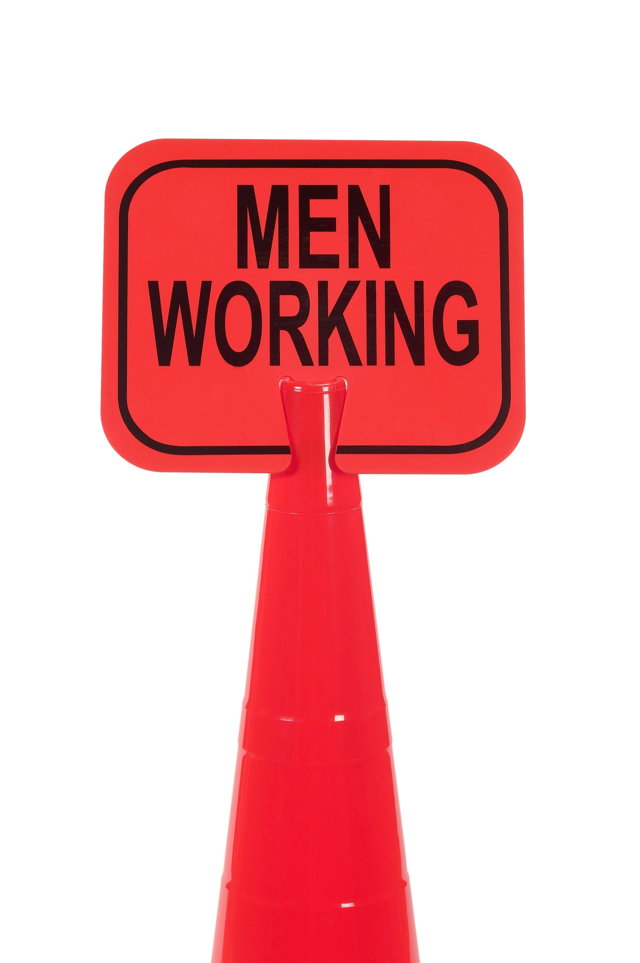 Mutual Industries "MEN WORKING" Traffic Cone Sign, 11" x 13"