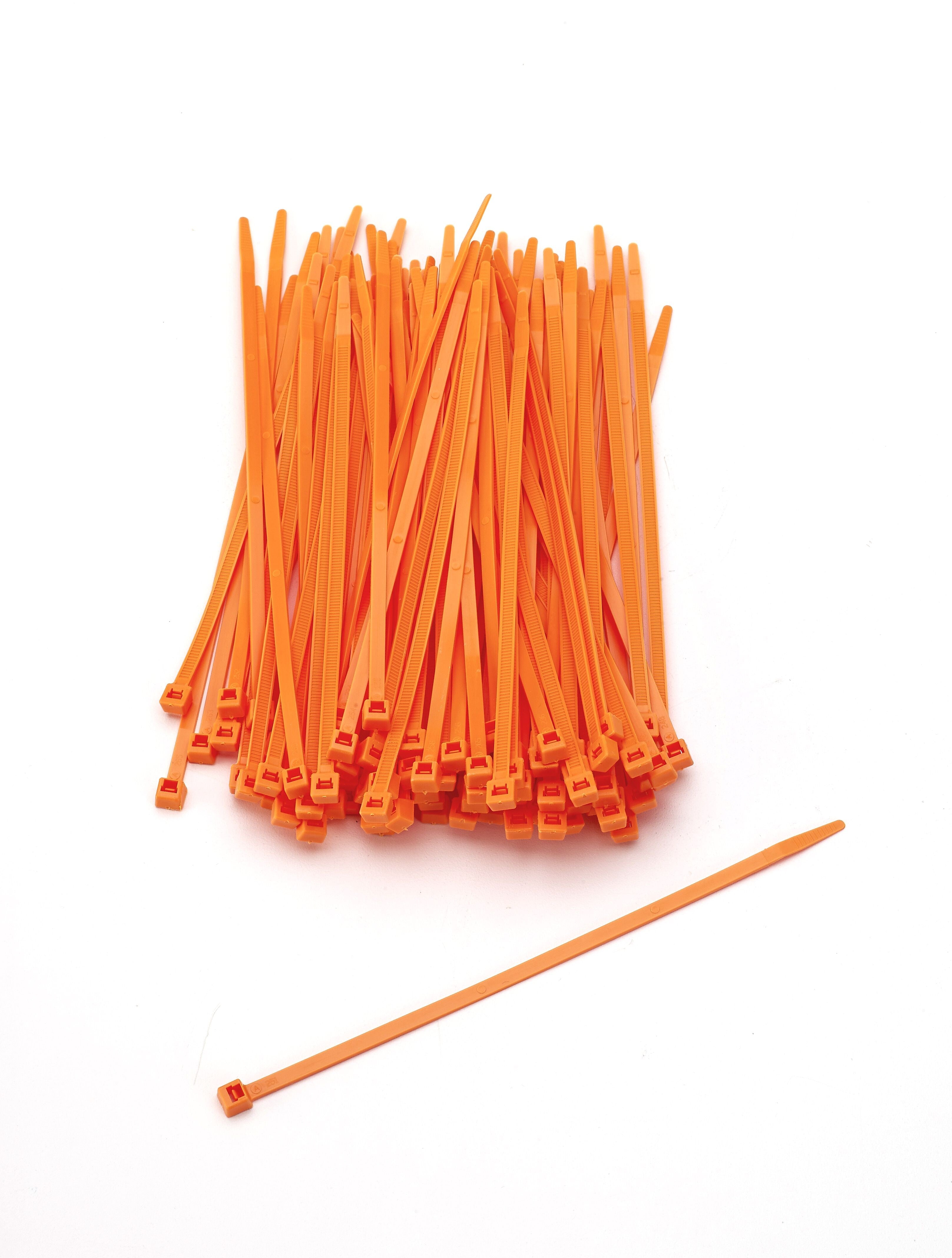 Mutual Industries Nylon Locking Ties, 7', Neon Orange, 100/Pack