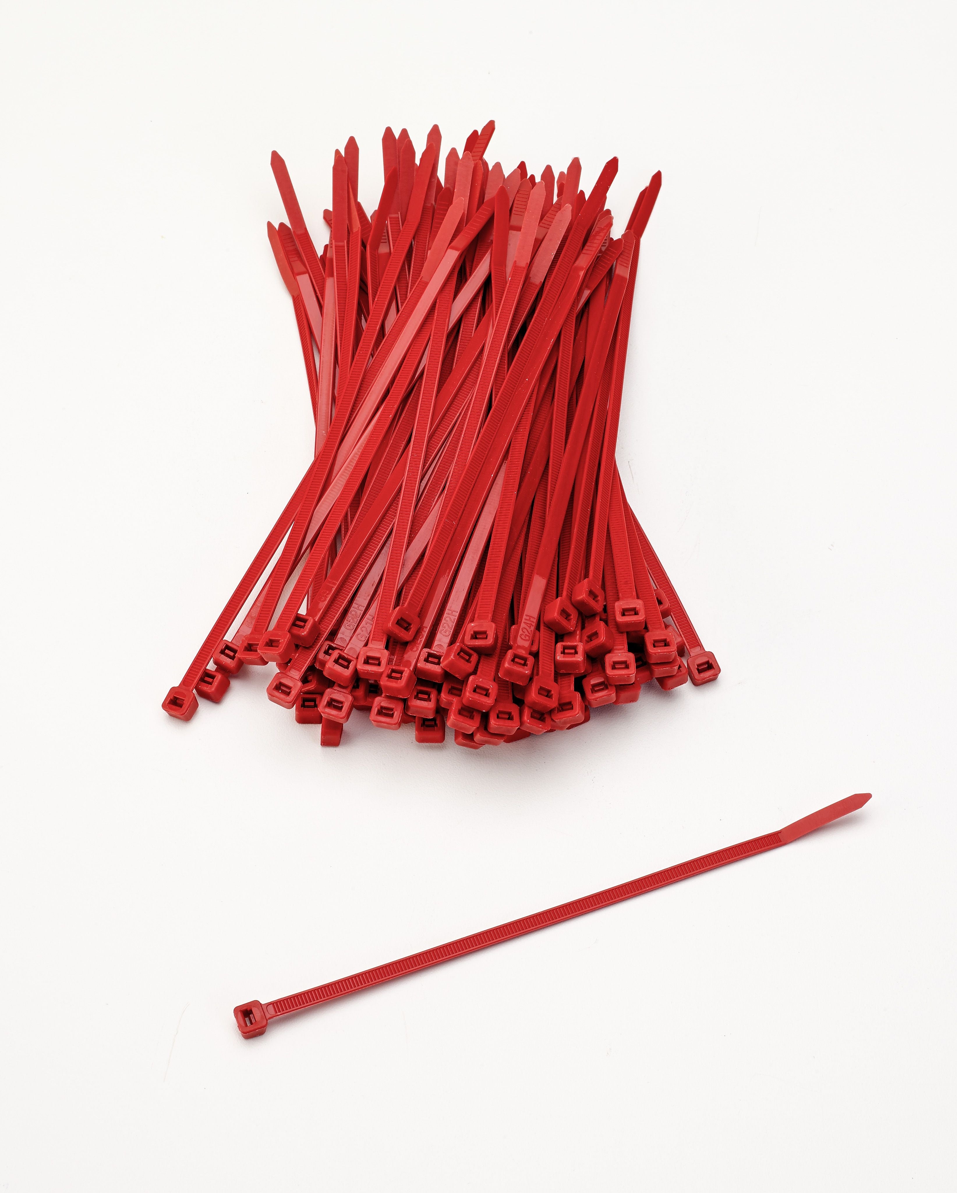 Mutual Industries Nylon Locking Ties, 7", Red, 100/Pack