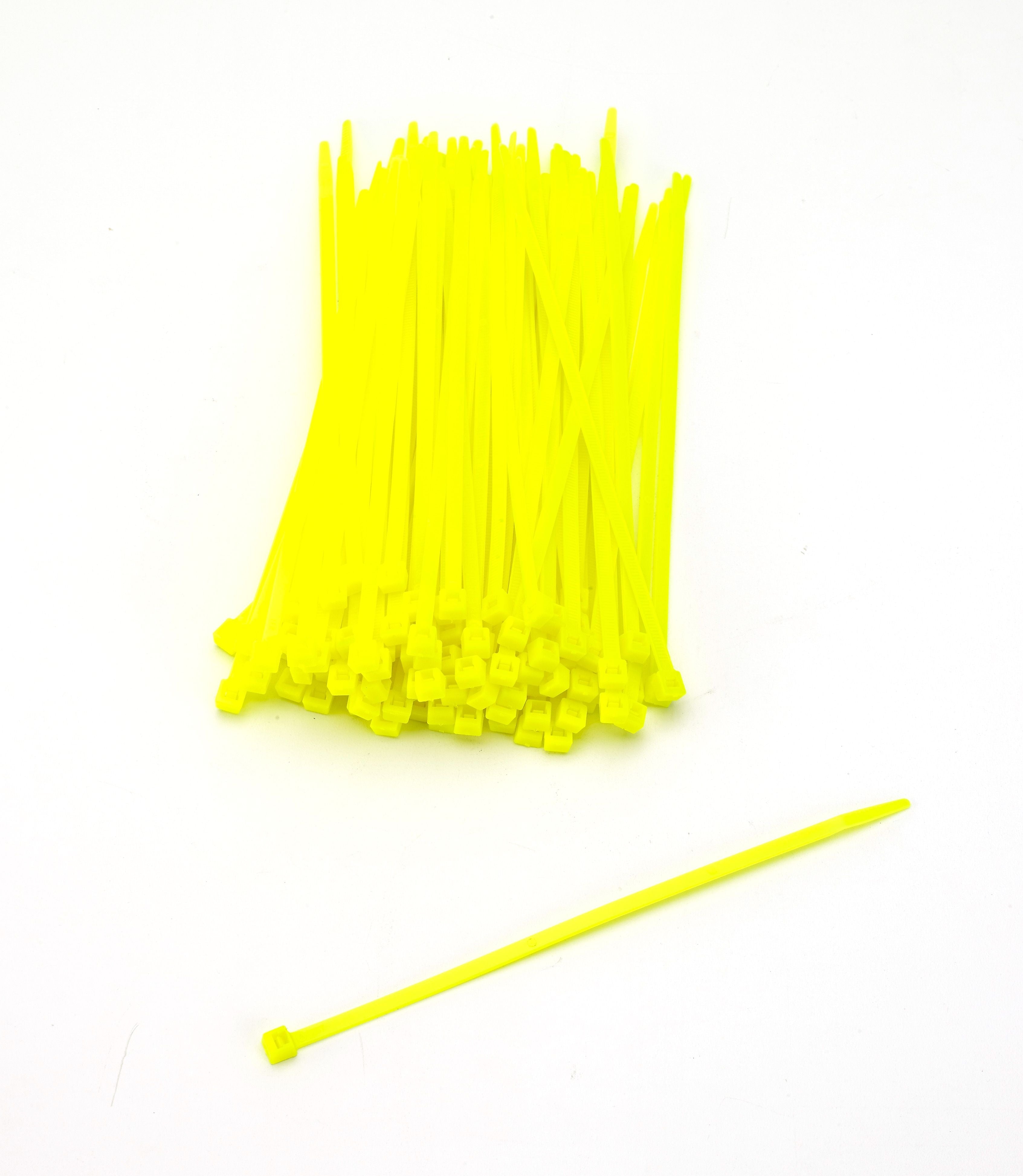 Mutual Industries Nylon Locking Ties, 7', Neon Yellow, 100/Pack