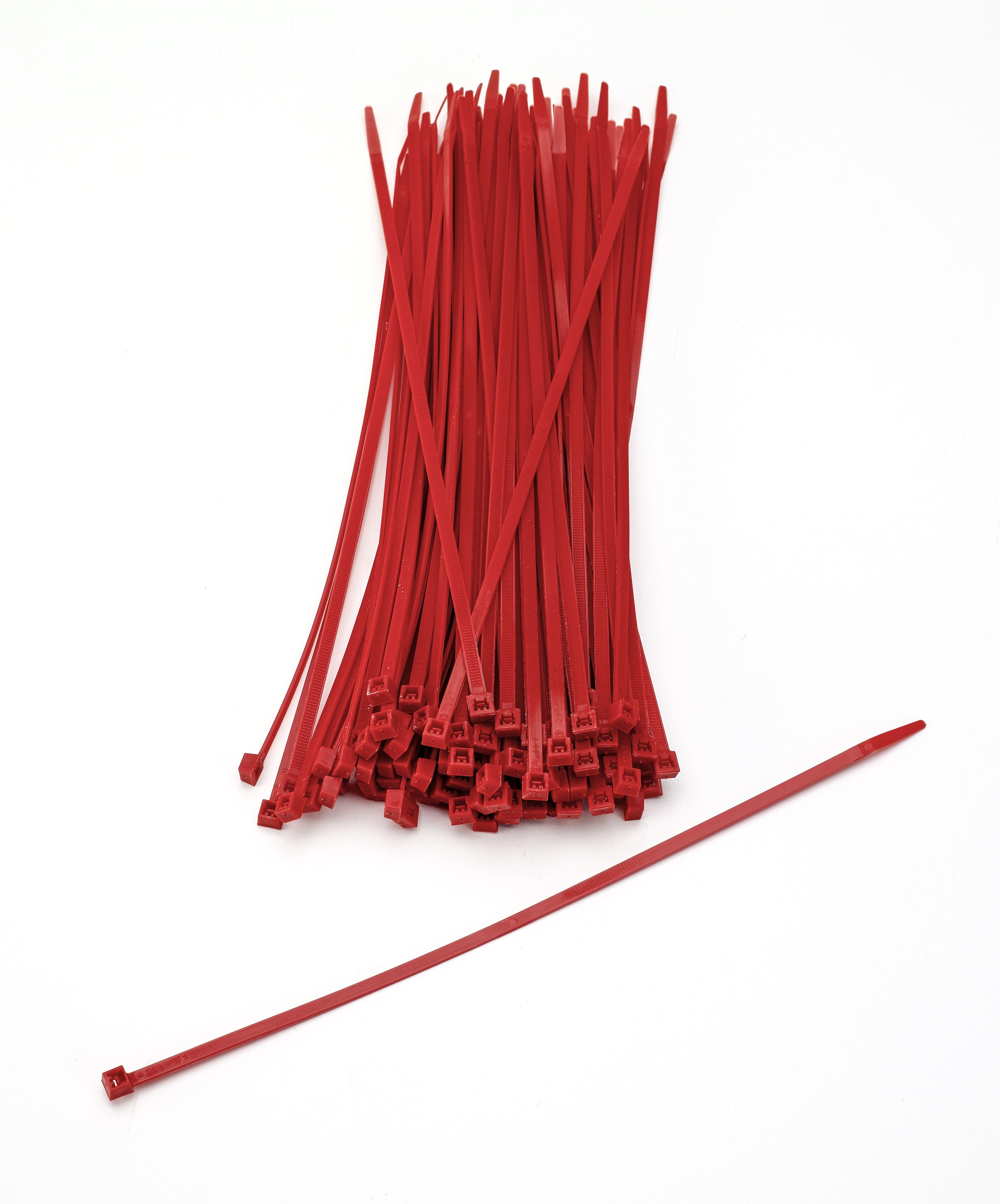 Mutual Industries Nylon Locking Ties, 11', Red, 100/Pack
