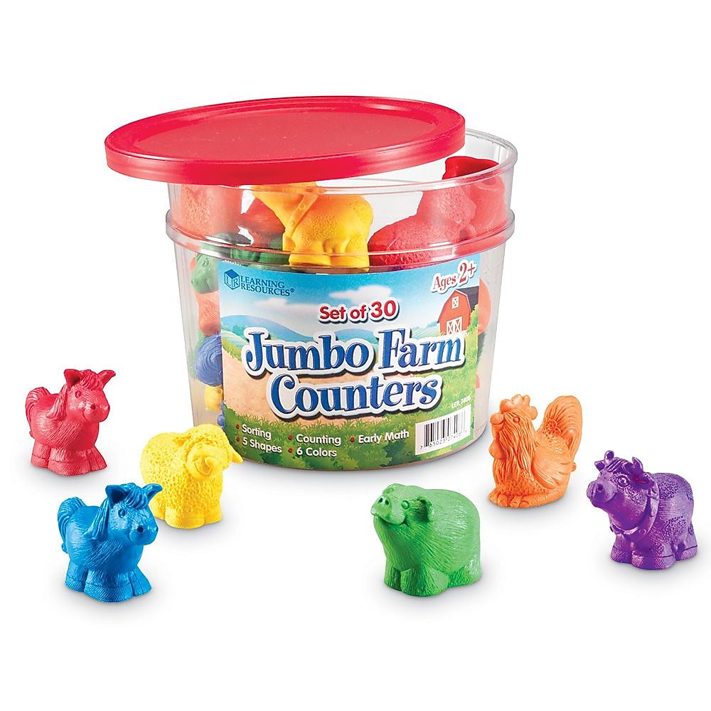 Learning Resources Jumbo Farm Counters, Multicolored, 30/Set (LER7408)
