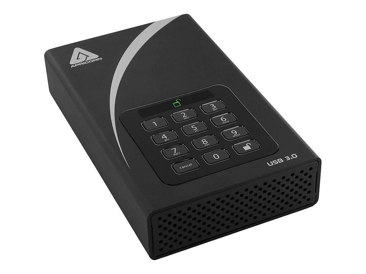 Apricorn Aegis Padlock DT 4TB USB 3.0/USB 2.0 External Hard Drive, Black (ADT-3PL256F-4000)