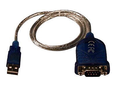 QVS 4.5' USB/DB9 Male to Female Serial Adapter Cable, Black