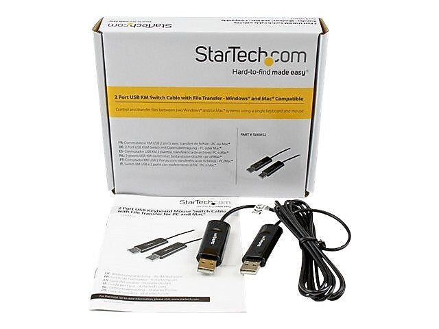 StarTech 6' 2-Port USB Keyboard Mouse Switch Cable, Black (SVKMS2)