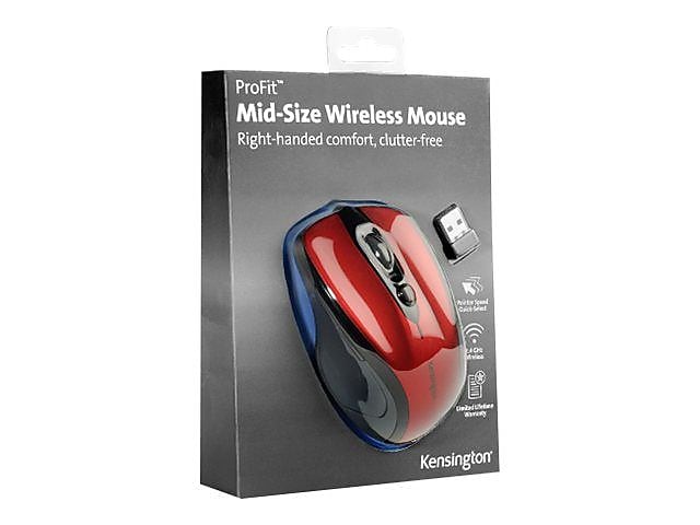 Kensington Pro Fit Wireless Ambidextrous Optical USB Mouse, Ruby (K72422AMA)
