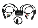 StarTech 2-Port USB HDMI Cable USB Powered KVM Switch With Audio and Remote Switch, Black