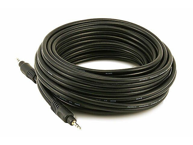 Monoprice® Premium 25' Gold Plated 3.5mm Stereo Male to Male 22AWG Cable, Black