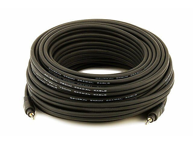 Monoprice® Premium 50' Gold Plated 3.5mm Stereo Male to Male 22AWG Cable, Black