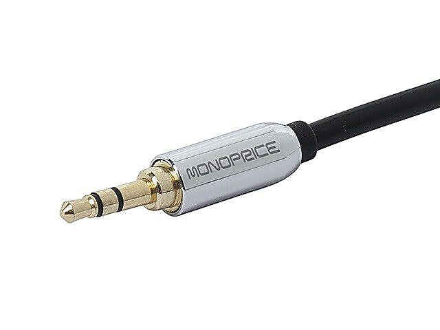 Monoprice® 3' Gold Plated 3.5mm Stereo Male to RCA Male Cable For Mobile, Black