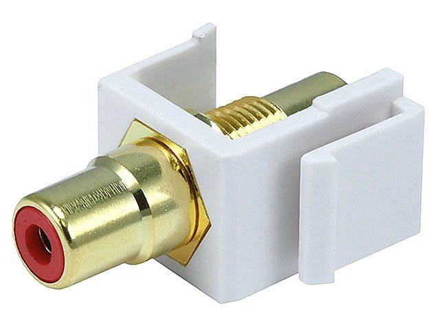 Monoprice® Modular RCA Keystone Jack With Red Center, White