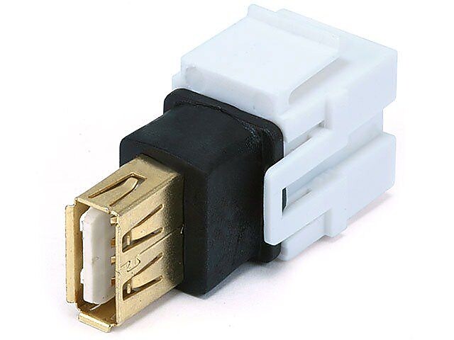 Monoprice® USB 2.0 A Female to Female Coupler Adapter Flush Type Keystone Jack, White