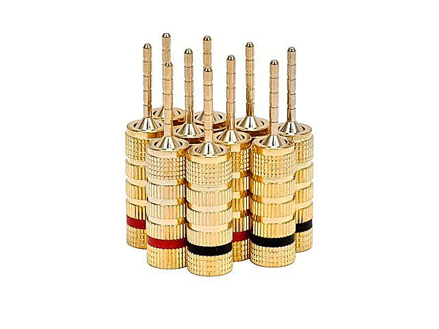 Monoprice® High-Quality Pin Screw Type Gold Plated Speaker Pin Plug, 5 Pairs