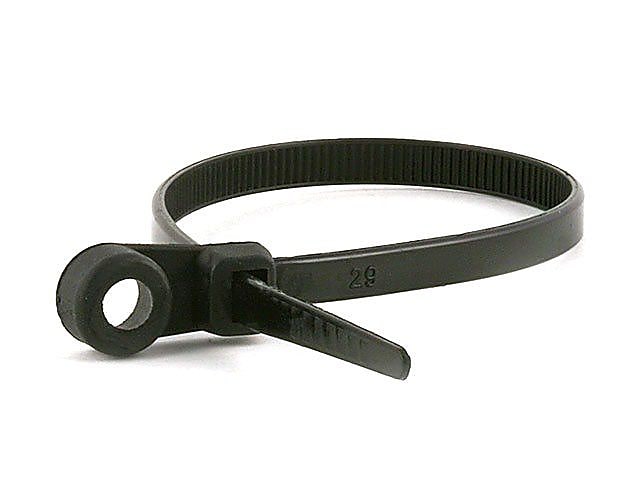 Monoprice® 8" Mountable Head Cable Tie, Black, 100/Pack
