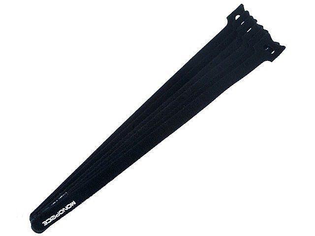 Monoprice® 13" Hook & Loop Fastening Cable Tie, Black, 100/Pack