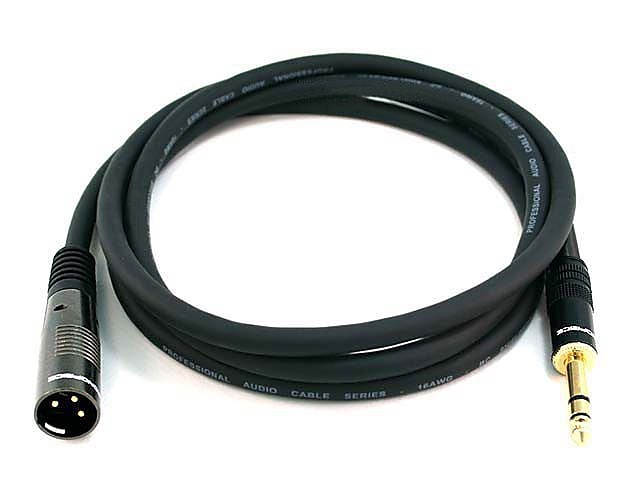 Monoprice® Premier Series 6' 16AWG XLR Male to 1/4" TRS Male Audio Cable, Black