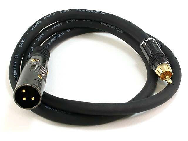 Monoprice® Premier Series 3' 16AWG XLR Male to RCA Male Audio Cable, Black