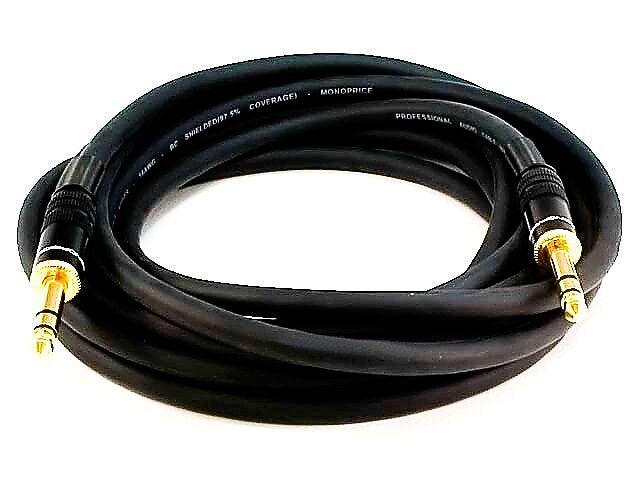 Monoprice® Premier Series 15' 16AWG 1/4" TRS Male to Male Audio Cable, Black