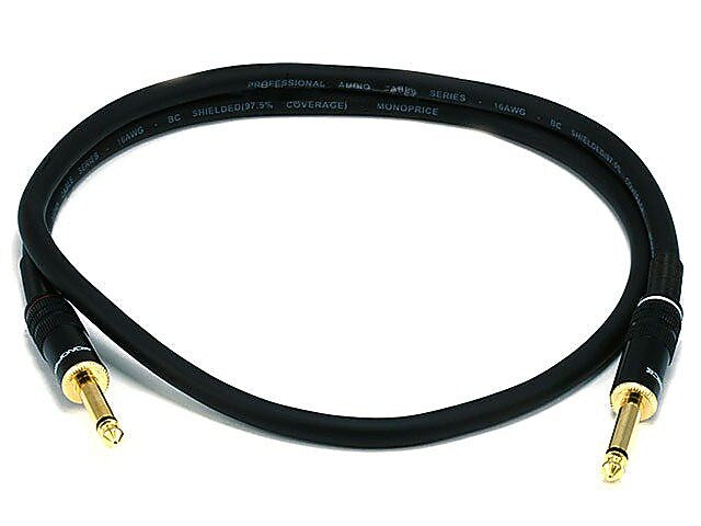 Monoprice® Premier Series 3' 16AWG 1/4" TS Male to Male Audio Cable, Black
