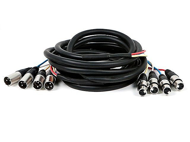 Monoprice® 15' 4 Channel XLR Male to XLR Female Snake Cable, Assorted