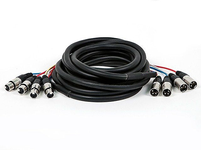 Monoprice® 20' 4 Channel XLR Male to Female Snake Cable, Black, Assorted