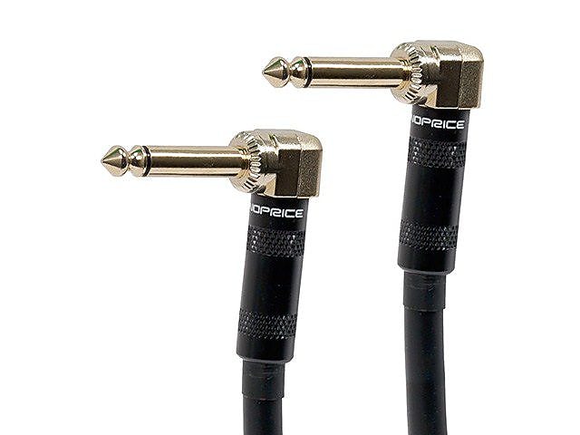 Monoprice® Premier Series 0.6' 16 AWG 1/4" TS Right Angle Male/Male Guitar Patch Cable, Black