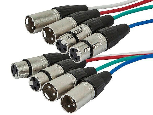 Monoprice® 20' 26AWG 4 Channel XLR Male to Female Snake Cable, Assorted