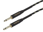 Monoprice® Cloth Series 50' 20AWG 1/4" T/S Male Instrument Cable, Black/Gold