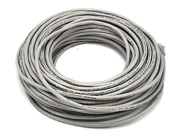 Monoprice® 100' 24AWG Cat5e UTP LC Male to Male Ethernet Network Cable, Gray