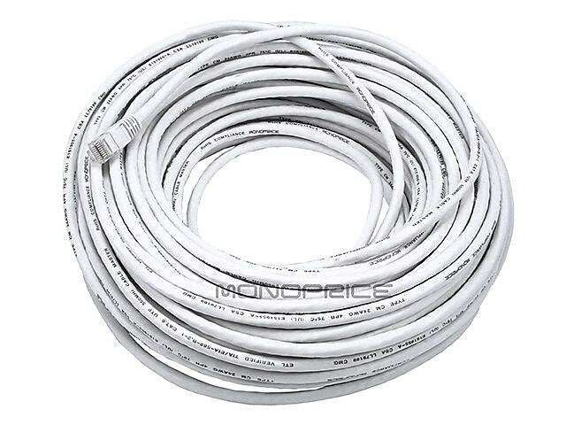 Monoprice 100' CAT-5e UTP Ethernet Network Cable, 24 AWG, White (100148)
